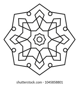 Simple Mandala Shape for Coloring. Geometric Ornament. Vector.