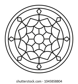 Simple Mandala Shape for Coloring. Geometric Ornament. Vector.