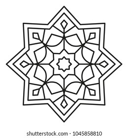 Simple Mandala Shape for Coloring. Geometric Ornament. Vector.
