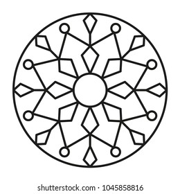 Simple Mandala Shape for Coloring. Geometric Ornament. Vector.