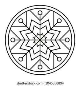Simple Mandala Shape for Coloring. Geometric Ornament. Vector.
