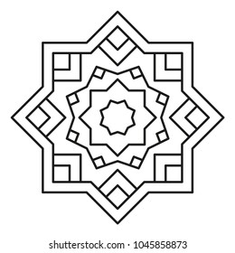 Simple Mandala Shape for Coloring. Geometric Ornament. Vector.