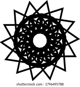 Simple Mandala Shape for Coloring series. Vector Mandala. Floral. Flower. Oriental. Book Page. Outline.