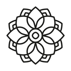 Simple Mandala Shape For Coloring. Vector Mandala. Floral. Flower. Oriental. Book Page. Outline.