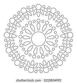 Simple Mandala Shape for Coloring. Vector Mandala. Floral. Flower. Oriental. Book Page. Outline.