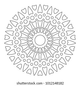 Simple Mandala Shape for Coloring. Vector Mandala. Floral. Flower. Oriental. Book Page. Outline.