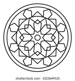 Simple Mandala Shape for Coloring. Vector Mandala. Floral. Flower. Oriental. Book Page. Outline.