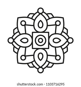 Simple Mandala Shape for Coloring. Vector Mandala. Floral. Flower. Oriental. Book Page. Outline.