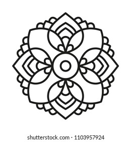 Simple Mandala Shape for Coloring. Vector Mandala. Floral. Flower. Oriental. Book Page. Outline.