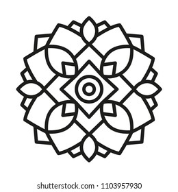 Simple Mandala Shape for Coloring. Vector Mandala. Floral. Flower. Oriental. Book Page. Outline.