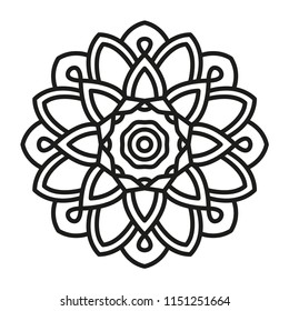 Simple Mandala Shape For Coloring. Vector Mandala. Floral. Flower. Oriental. Book Page. Outline.