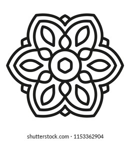 Simple Mandala Shape for Coloring. Vector Mandala. Floral. Flower. Oriental. Book Page. Outline.