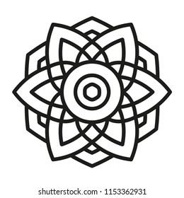 Simple Mandala Shape For Coloring. Vector Mandala. Floral. Flower. Oriental. Book Page. Outline.