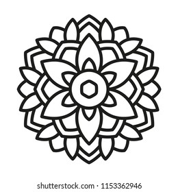 Simple Mandala Shape for Coloring. Vector Mandala. Floral. Flower. Oriental. Book Page. Outline.