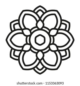 Simple Mandala Shape for Coloring. Vector Mandala. Floral. Flower. Oriental. Book Page. Outline.