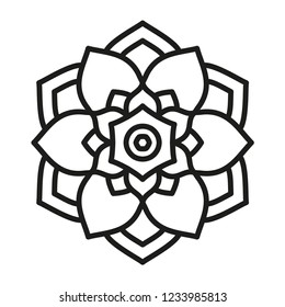 Simple Mandala Shape For Coloring. Vector Mandala. Floral. Flower. Oriental. Book Page. Outline.