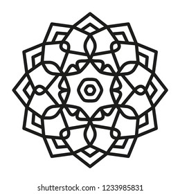 Simple Mandala Shape for Coloring. Vector Mandala. Floral. Flower. Oriental. Book Page. Outline.