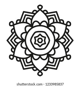 Simple Mandala Shape for Coloring. Vector Mandala. Floral. Flower. Oriental. Book Page. Outline.