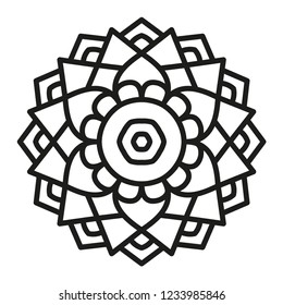 Simple Mandala Shape for Coloring. Vector Mandala. Floral. Flower. Oriental. Book Page. Outline.