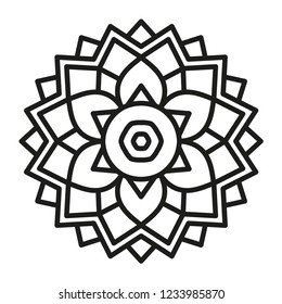 Simple Mandala Shape for Coloring. Vector Mandala. Floral. Flower. Oriental. Book Page. Outline.