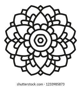 Simple Mandala Shape for Coloring. Vector Mandala. Floral. Flower. Oriental. Book Page. Outline.