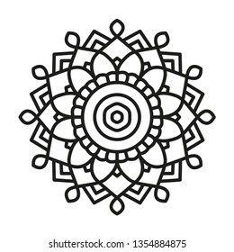 Simple Mandala Shape for Coloring. Vector Mandala. Floral. Flower. Oriental. Book Page. Outline.