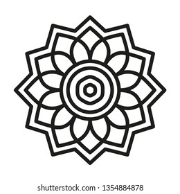 Simple Mandala Shape for Coloring. Vector Mandala. Floral. Flower. Oriental. Book Page. Outline.