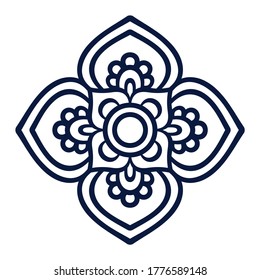 Simple Mandala Shape For Coloring. Vector Mandala. Floral. Flower Outline - Design Template