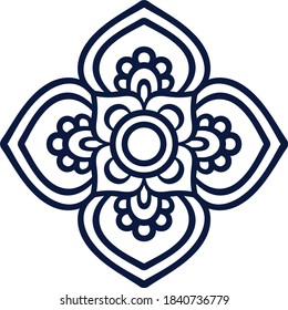 Simple Mandala Shape for Coloring. Vector Mandala. Floral. Flower. Oriental. Book Page. Outline.