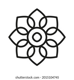 Simple Mandala Shape for Coloring. Vector Flower Mandala. Book Page. Outline.