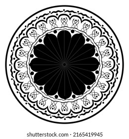 Simple Mandala Shape for Coloring. Vector Mandala. Oriental. Book Page. Outline.