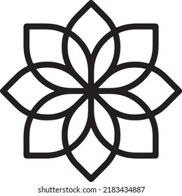 Simple Mandala Shape For Coloring. Vector Mandala. Floral. Flower. Oriental. Book Page. Outline.