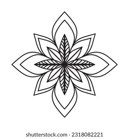 Simple Mandala Shape for Coloring. Vector Mandala. Floral. Flower. Oriental. Book Page. Outline. Logo