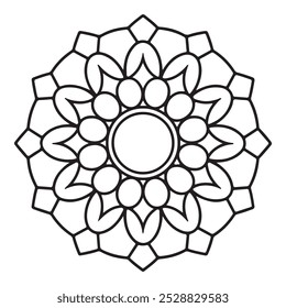 Forma Mandala simples para colorir. Vetor Mandala. Floral. Flor. Oriental. Página do Livro. Contorno.