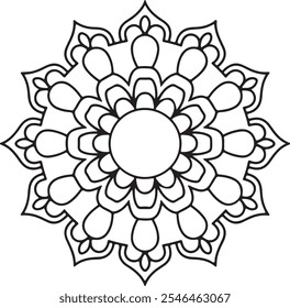 Simple Mandala Shape for Coloring. Vector Mandala. Floral. Flower. Oriental. Book Page.