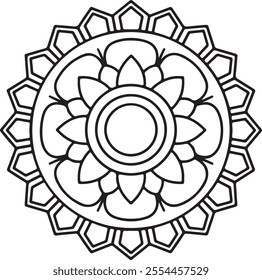 Simple Mandala Shape for Coloring. Vector Mandala. Floral. Flower. Oriental. 