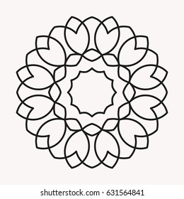 Simple Mandala Shape For Coloring. Vector Mandala. Floral. Flower. Oriental. Book Page. Outline.