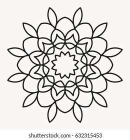 Simple Mandala Shape For Coloring. Vector Mandala. Floral. Flower. Oriental. Book Page. Outline.