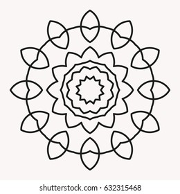 Simple Mandala Shape for Coloring. Vector Mandala. Floral. Flower. Oriental. Book Page. Outline.