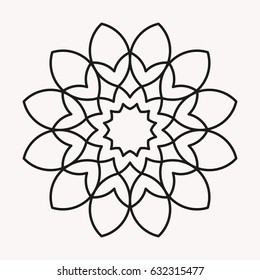 Simple Mandala Shape for Coloring. Vector Mandala. Floral. Flower. Oriental. Book Page. Outline.