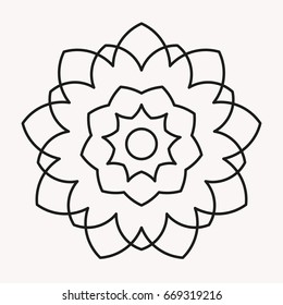 Simple Mandala Shape For Coloring. Vector Mandala. Floral. Flower. Oriental. Book Page. Outline.