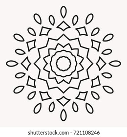 Simple Mandala Shape For Coloring. Vector Mandala. Floral. Flower. Oriental. Book Page. Outline.