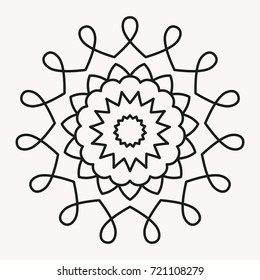 Simple Mandala Shape for Coloring. Vector Mandala. Floral. Flower. Oriental. Book Page. Outline.