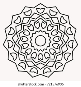 Simple Mandala Shape for Coloring. Vector Mandala. Floral. Flower. Oriental. Book Page. Outline.