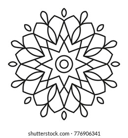Simple Mandala Shape for Coloring. Vector Mandala. Floral. Flower. Oriental. Book Page. Outline.