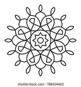 Simple Mandala Shape for Coloring. Vector Mandala. Floral. Flower. Oriental. Book Page. Outline.