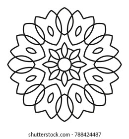 Simple Mandala Shape for Coloring. Vector Mandala. Floral. Flower. Oriental. Book Page. Outline.