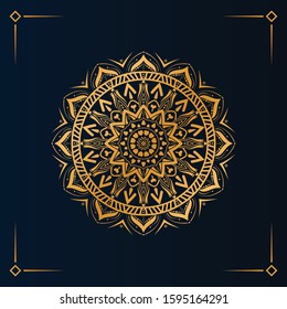 Simple Mandala Shape for Coloring. Yoga template. Hand drawn background, vector isolated on white. Islamic luxury background.  luxury ornamental mandala design in gold color.