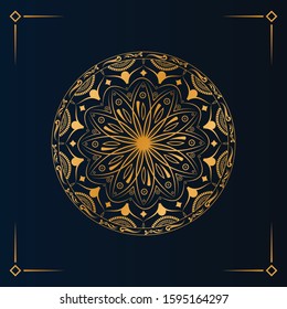 Simple Mandala Shape for Coloring. Yoga template. Hand drawn background, vector isolated on white. Islamic luxury background.  luxury ornamental mandala design in gold color.