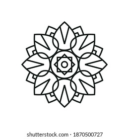 Simple mandala shape. Flower mandala for Coloring Page. Simple vector illustration on a white background.